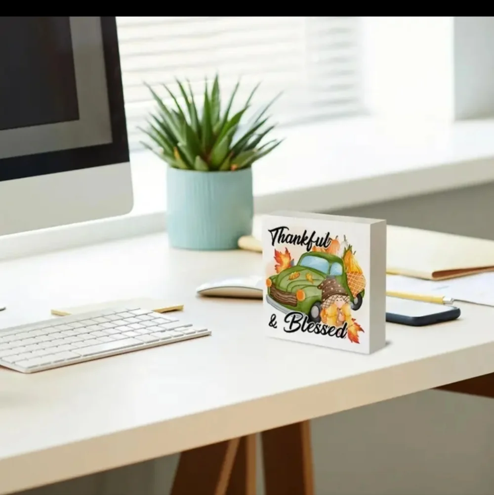 NEW! Thankful & Blessed gnome Sign